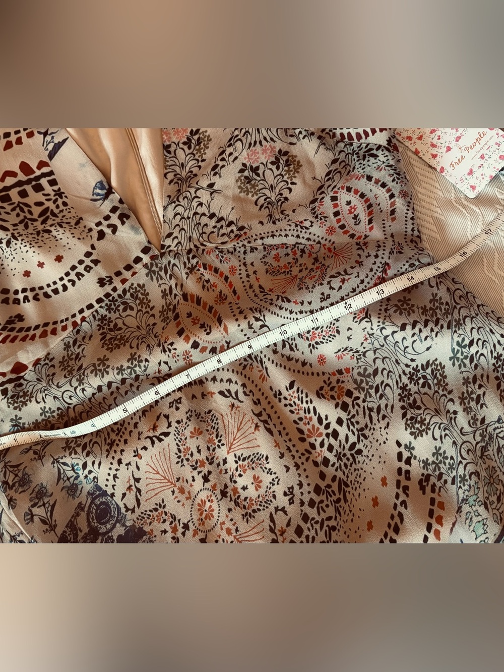 FREE PEOPLE “Moroccan Dreams” Boho Maxi Dress ~ SZ 8 ~ beige/blue/multi ~ NWT! - Picture 11 of 17